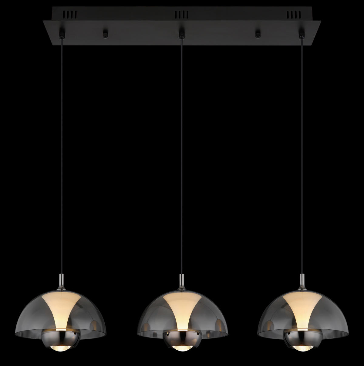 GLOBO LED-Pendelleuchte ARUS 16022-3 weiß Rauch mattschwarz Metall Kunststoff B/H/L: ca. 68x120x18 cm 1.0 Brennstellen ARUS - weiß/Rauch (18,00/68,00/120,00cm) - GLOBO