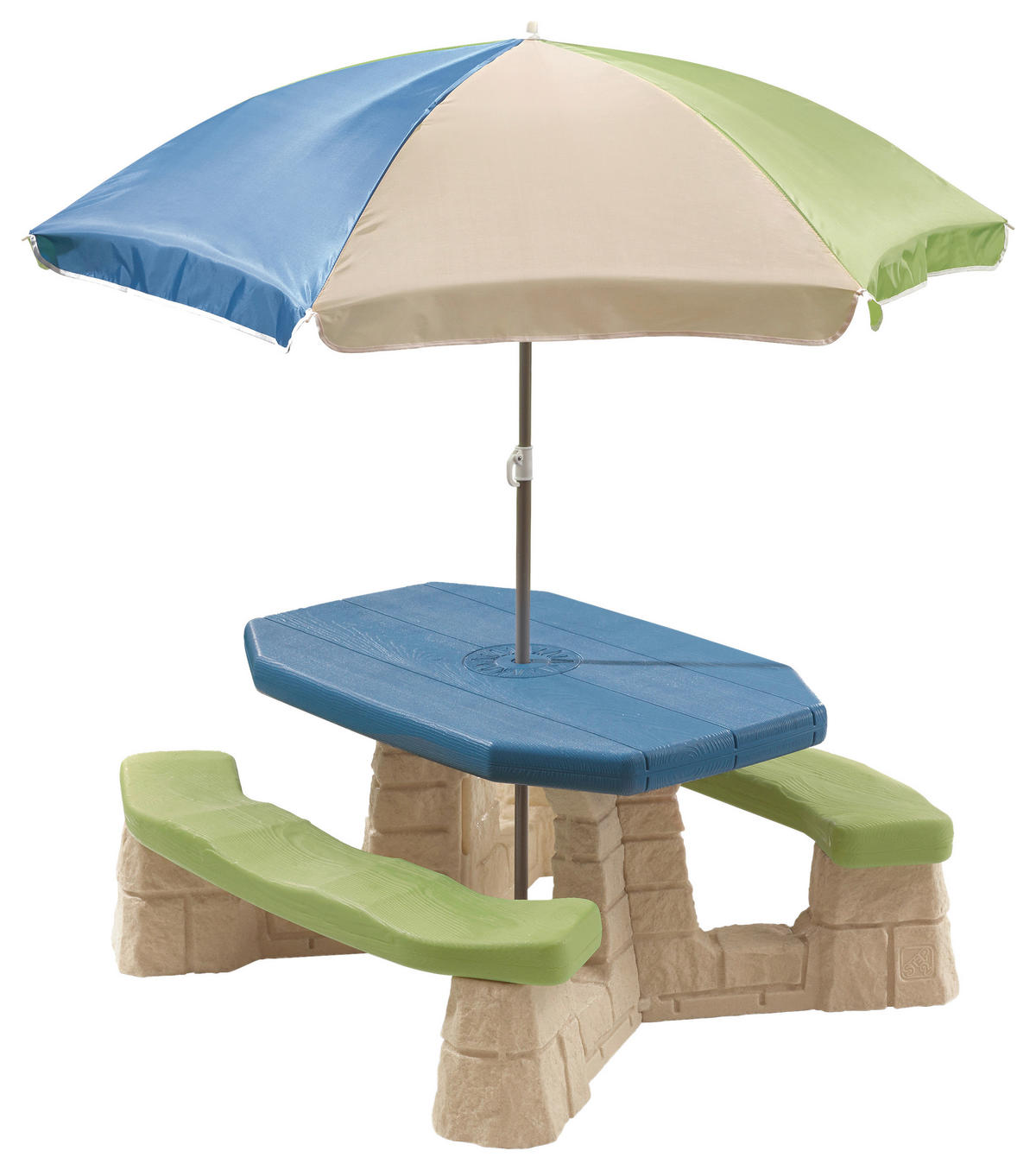 Step2 Kinder-Picknicktisch blau Kunststoff B/H/T: ca. 109x183x103 cm Kinder-Picknicktisch - blau/creme (109,00/183,00/103,00cm) - Step2