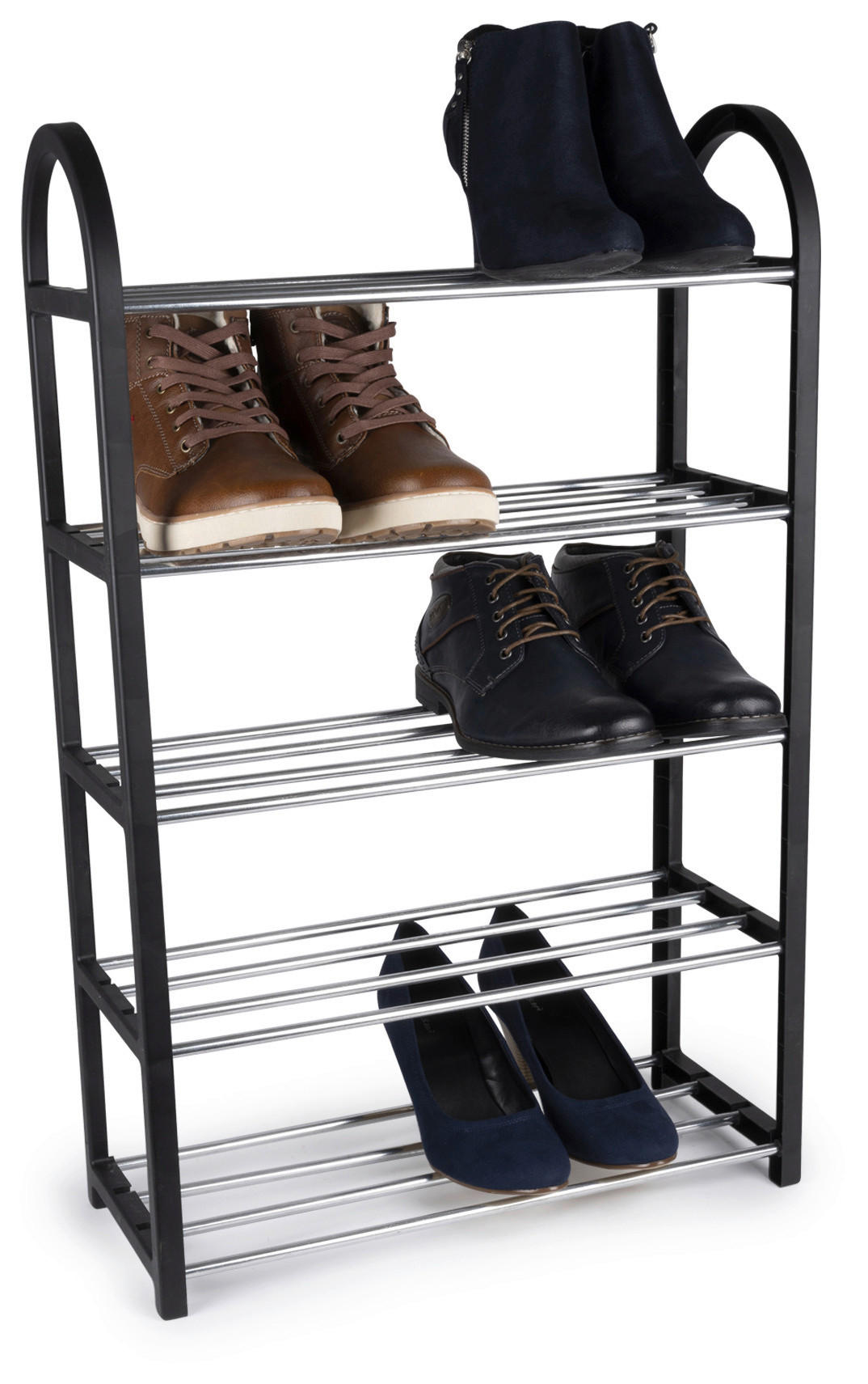 alpina Schuhregal schwarz Polypropylen B/H/L: ca. 20x3,5x77 cm Schuhregal - schwarz/silber (77,00/20,00/3,50cm) - alpina