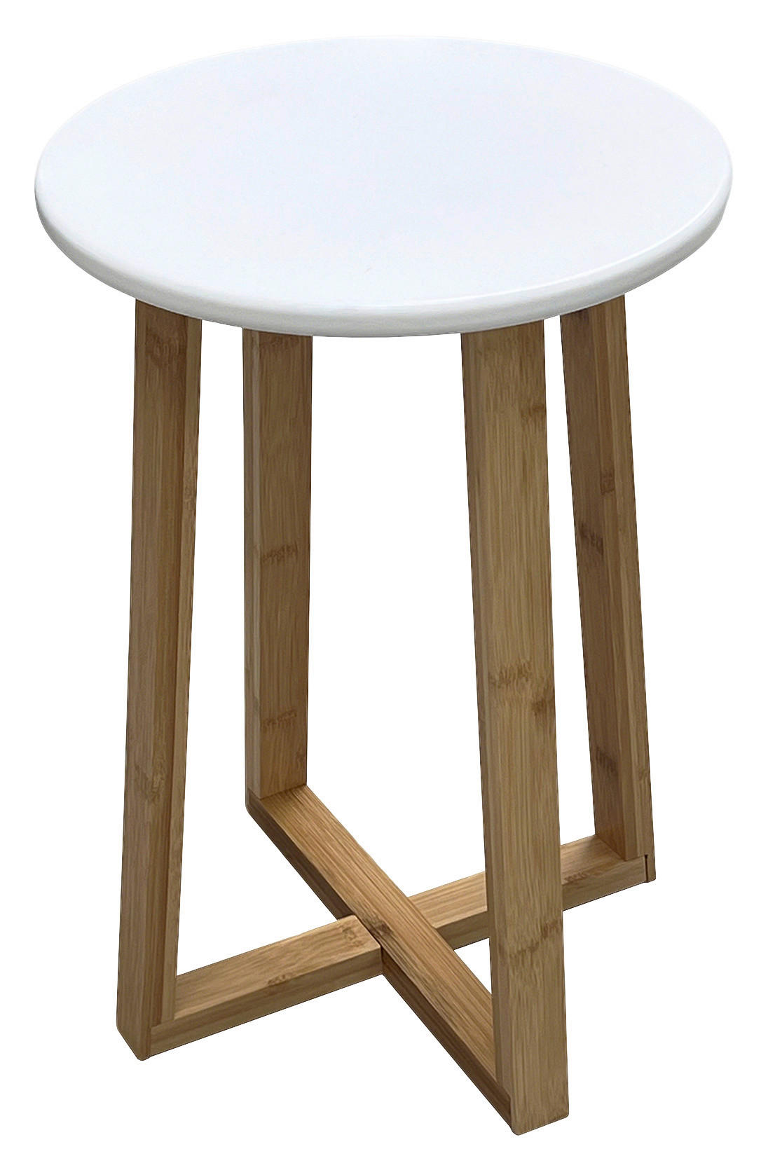 Beistelltisch Jack weiß natur Bambus H/D: ca. 44x30 cm Jack - weiß/natur (30,00/44,00cm)