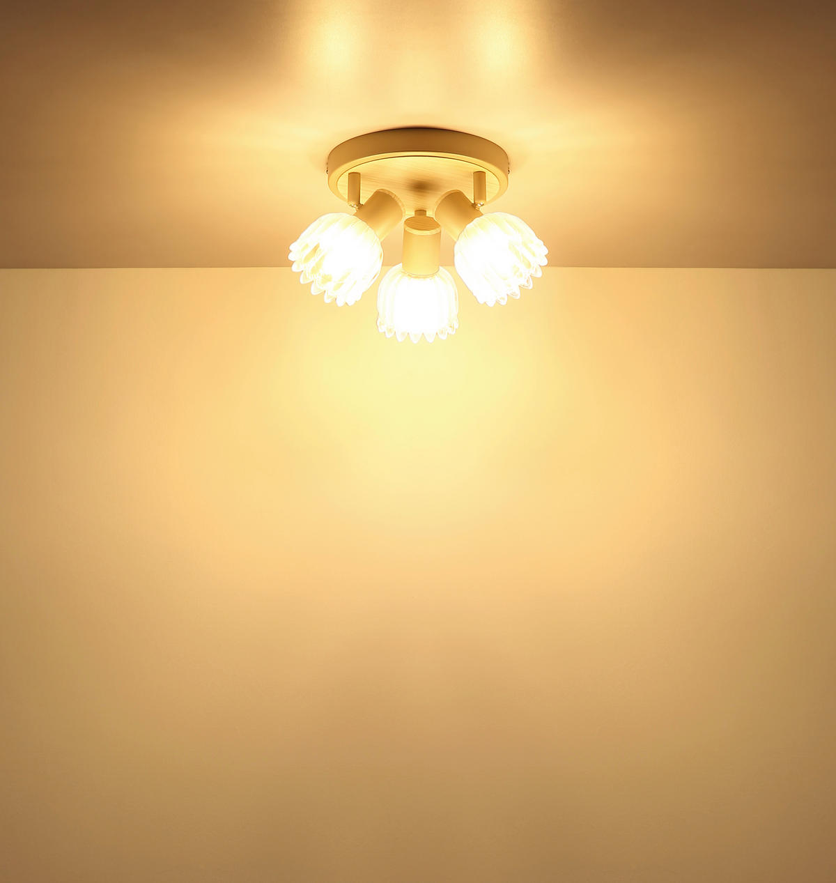 GLOBO Strahler sand Glas Metall B/H/L: ca. 11x20x20,5 cm E14 3 Brennstellen Strahler-Planta - sand (20,50/11,00/20,00cm) - GLOBO