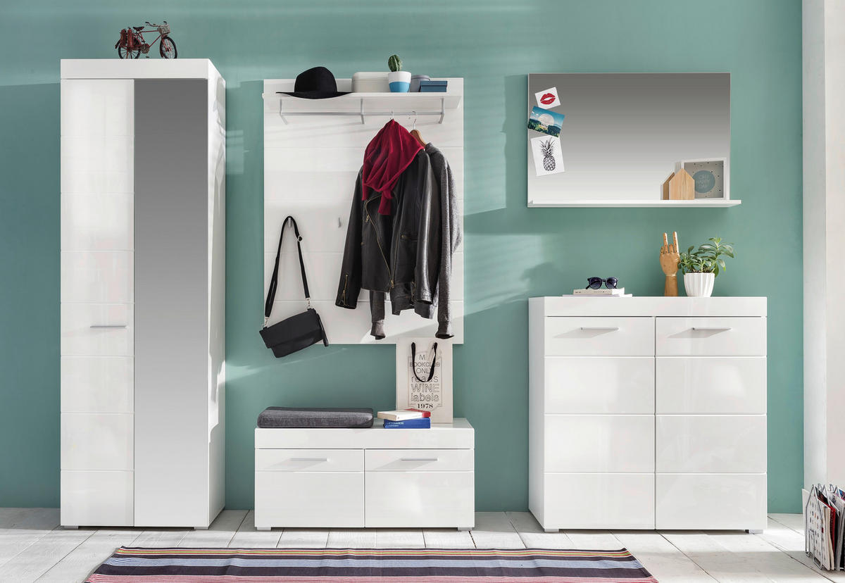 Sitzbank Amanda weiß Hochglanz B/H/T: ca. 91x42x38 cm Amanda - weiß (91,00/42,00/38,00cm) - Trendteam