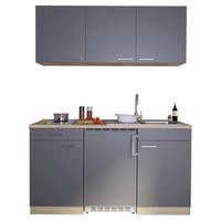 Respekta Singleküche Economy grau matt B/H/T: ca. 150x200x60 cm Economy - Eiche/Alu (150,00/200,00/60,00cm) - Respekta