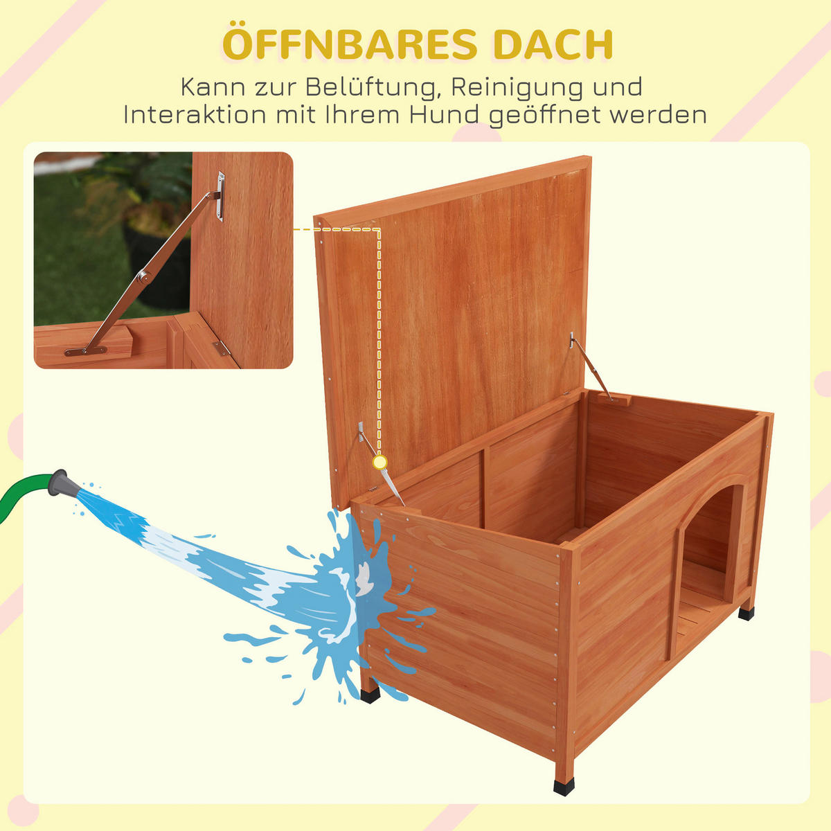 PawHut Hundehütte orange Holz B/H/L: ca. 65,5x68x100 cm Hundehütte - orange (100,00/65,50/68,00cm) - PawHut