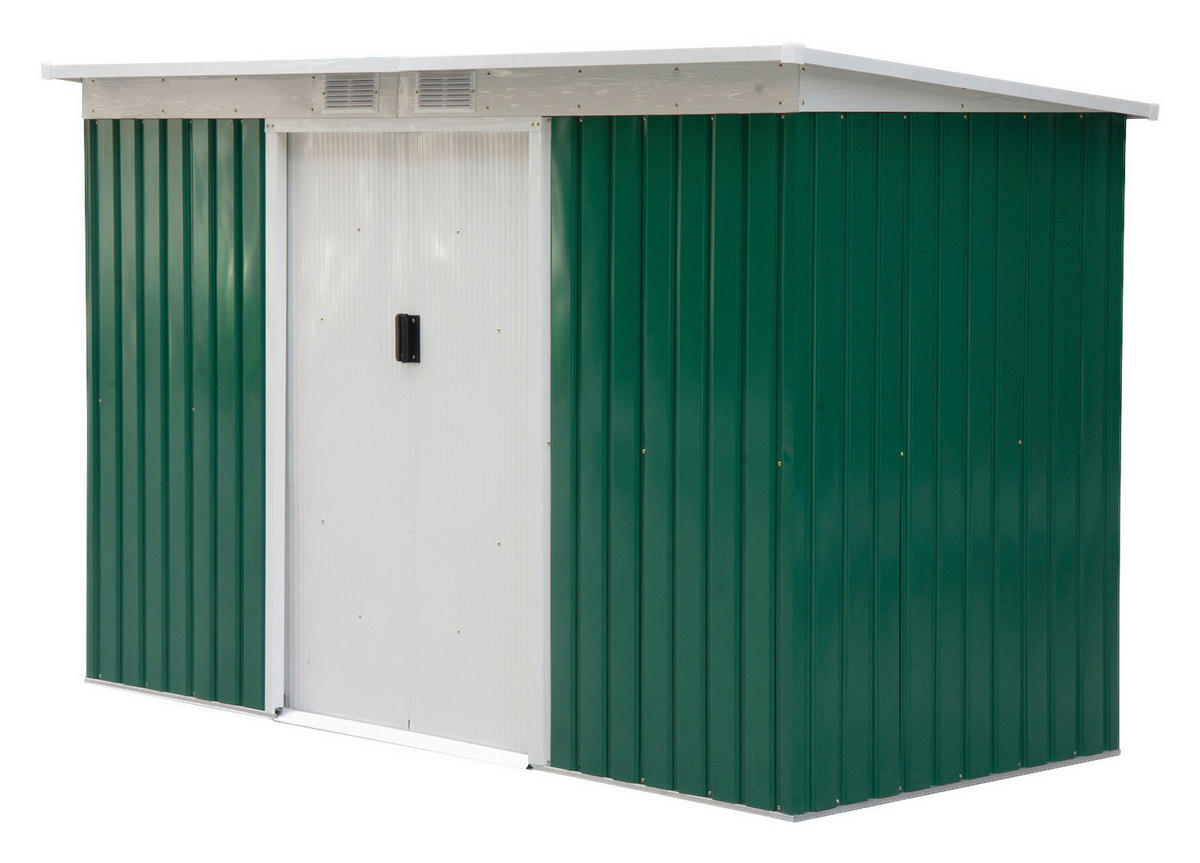 Outsunny Gartenschrank grün Stahl B/H/L: ca. 130x173x277 cm Gartenschrank_mit_Schiebetür - weiß/grün (277,00/130,00/173,00cm) - Outsunny