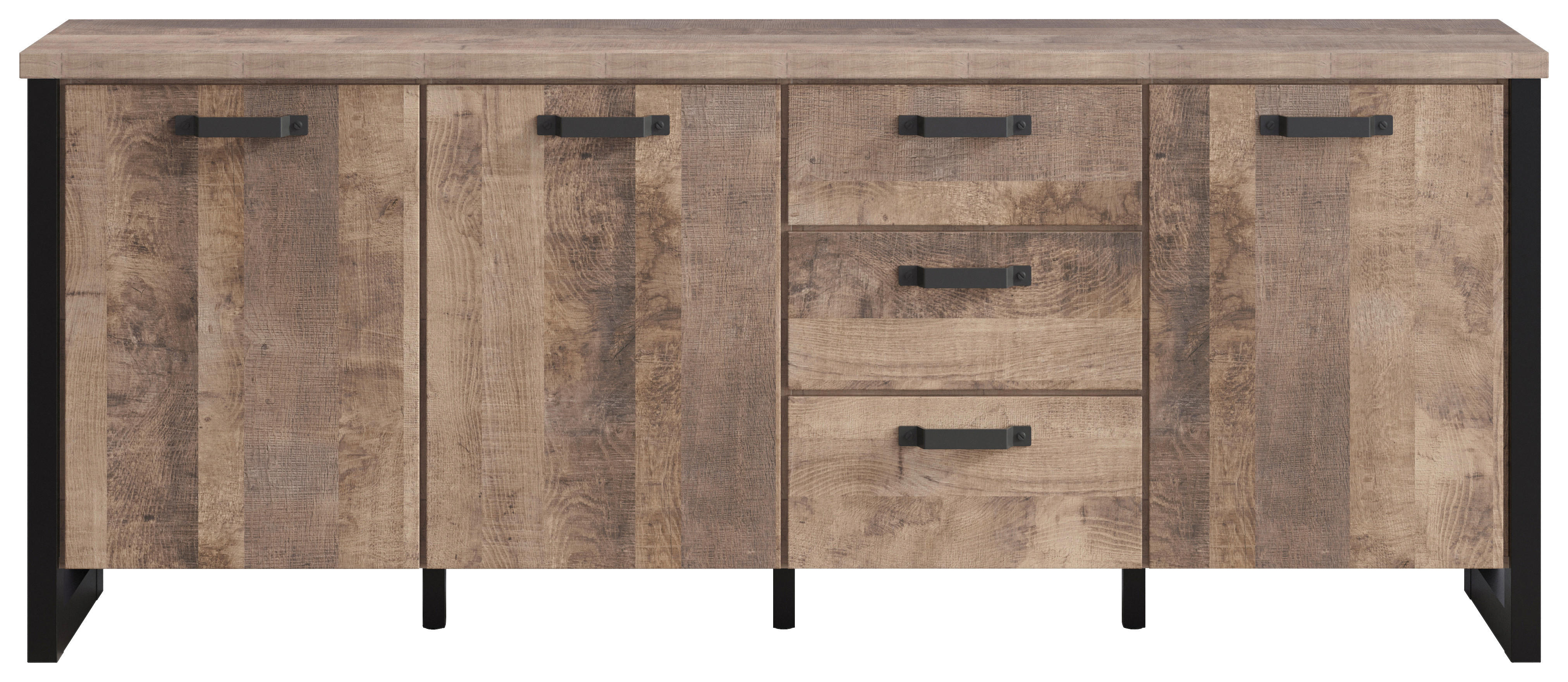 Sideboard Emile Eiche Tabak Nachbildung B/H/T: ca. 214x86x45 cm günstig online kaufen