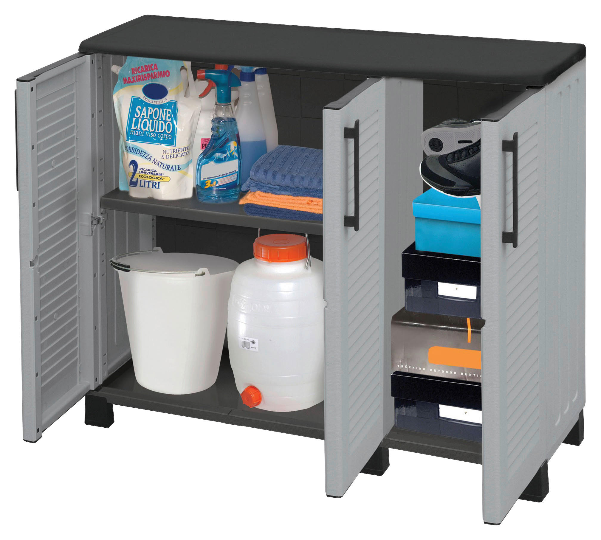 ArtPlast Kunststoffschrank Family niedrig grau Kunststoff B/H/T: ca. 102x84x37 cm Family niedrig - grau (102,00/84,00/37,00cm) - ArtPlast