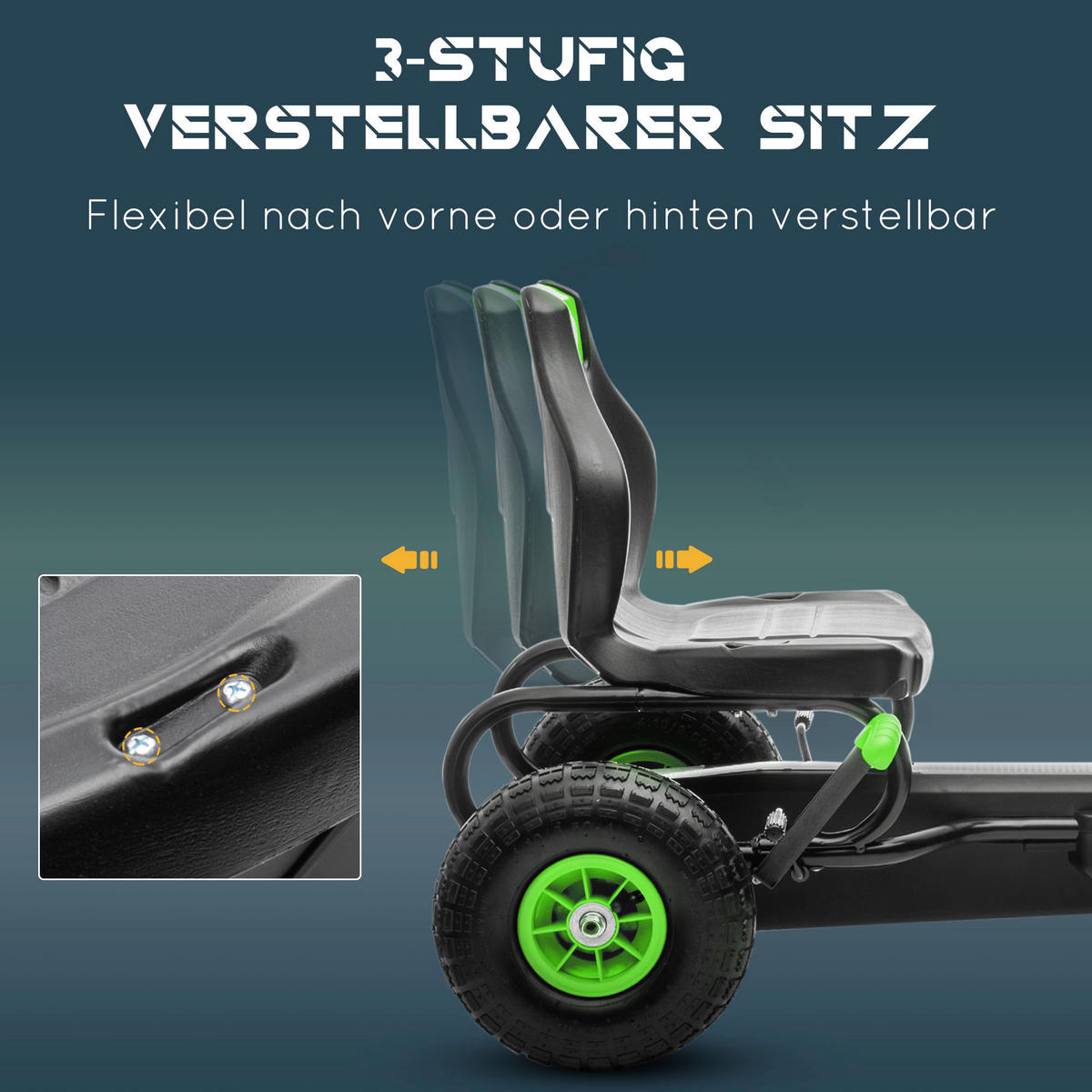 AIYAPLAY Go Kart grün B/H/L: ca. 58x61x121 cm Go Kart - schwarz/grün (121,00/58,00/61,00cm) - AIYAPLAY