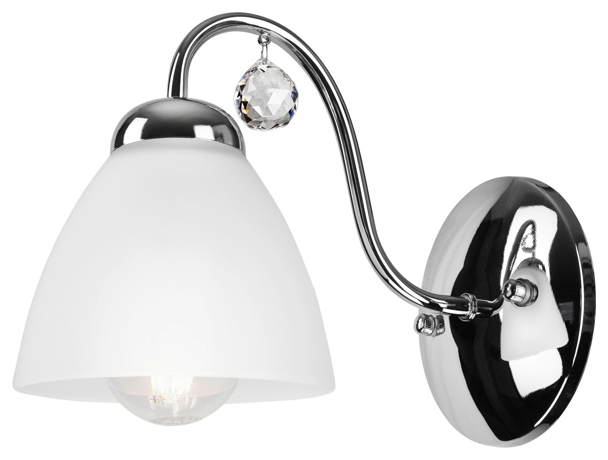 Lamkur Wandleuchte MIRANDA 43586 Chrom Metall Glas H/L: ca. 20x14 cm E27 1 Brennstellen Miranda - Chrom (14,00cm) - Lamkur