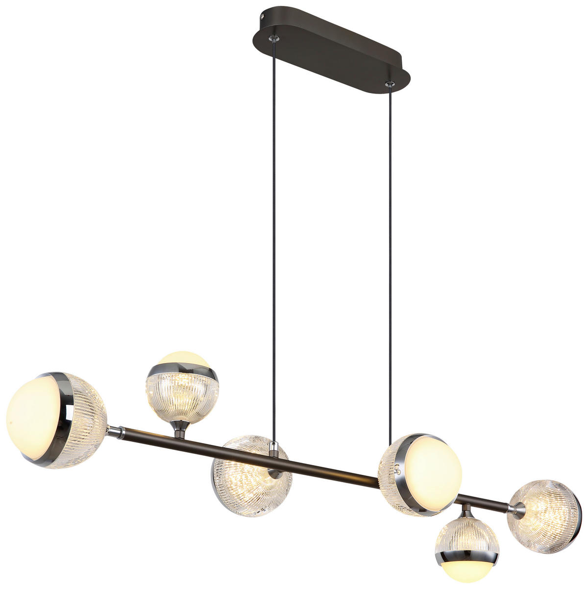 GLOBO LED-Pendelleuchte Chrom transparent titanfarbig Acryl Metall Aluminium B/H/T: ca. 28x120x91 cm UNTSY - titanfarbig/Chrom (28,00/120,00/91,00cm) - GLOBO
