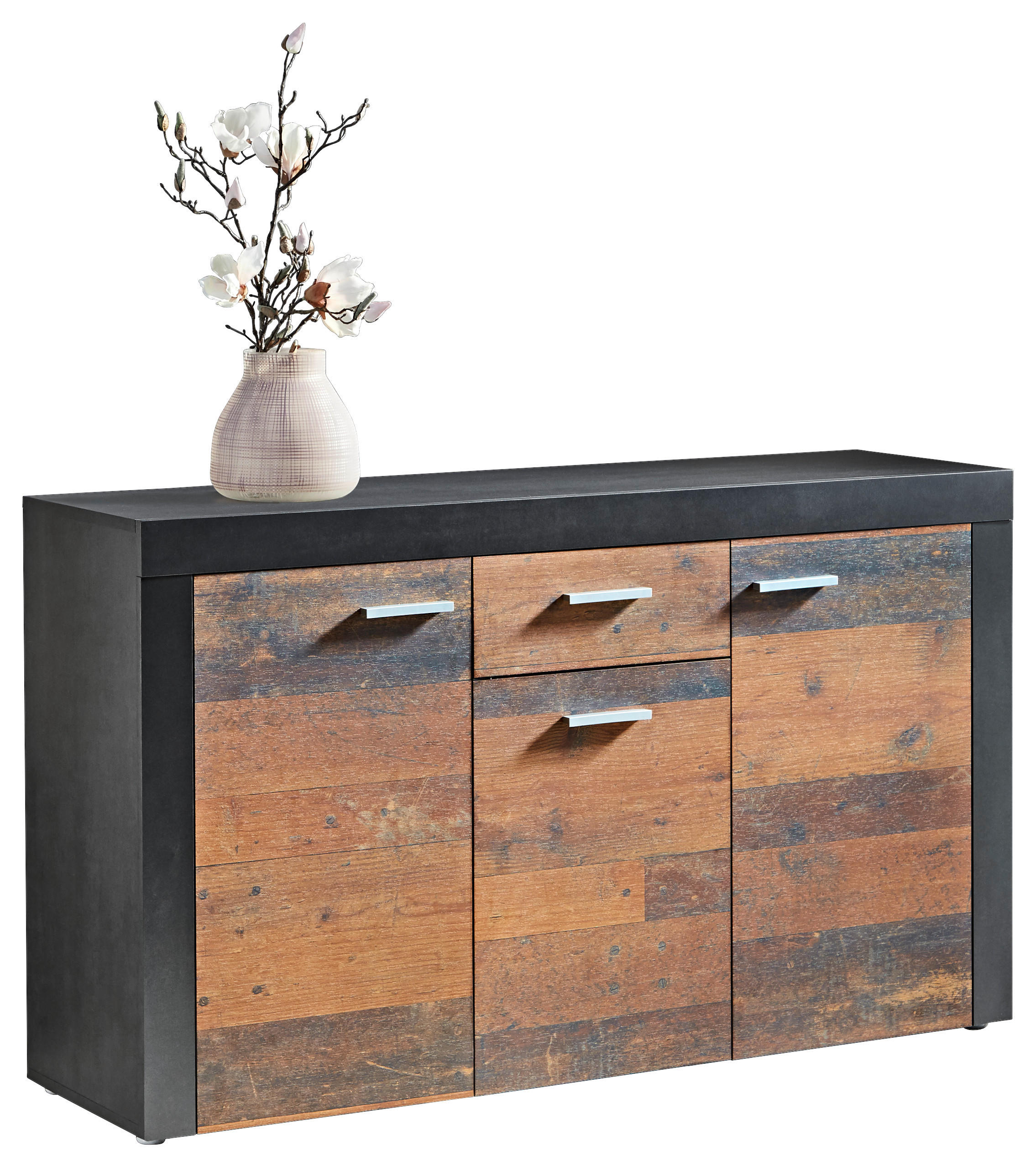 Kommode Focus Old Wood Nachbildung grau dunkel B/H/T: ca. 134x79x39 cm Focus - grau (134,00/79,00/39,00cm)