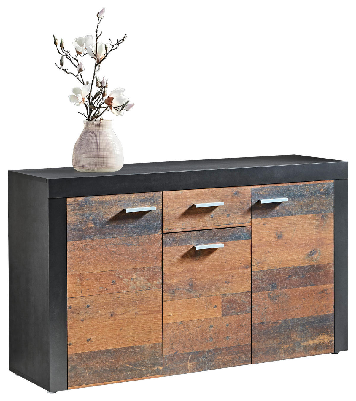 Kommode Focus Old Wood Nachbildung grau dunkel B/H/T: ca. 134x79x39 cm Focus - grau (134,00/79,00/39,00cm)