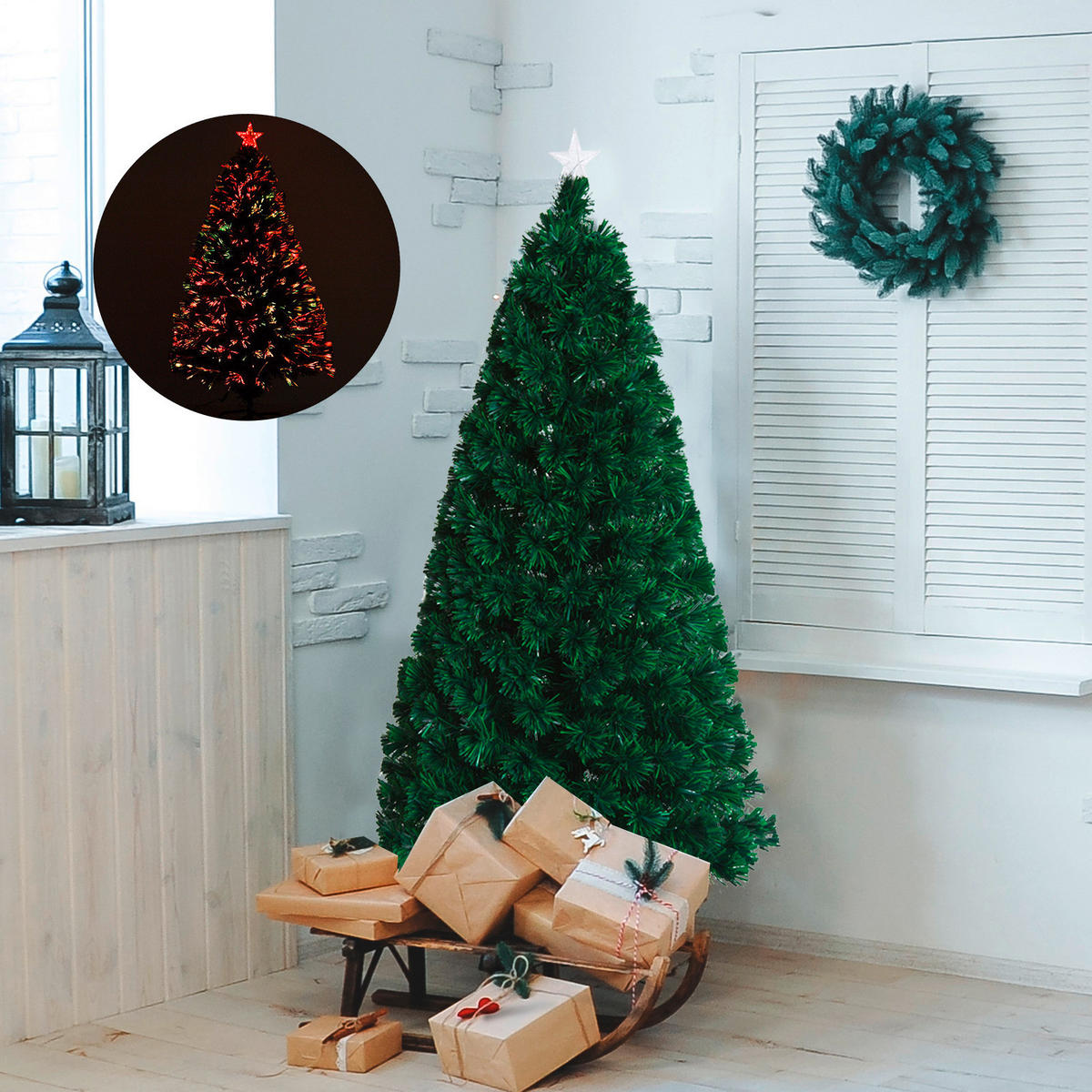 HOMCOM Weihnachtsbaum grün Metall H/D: ca. 150x60 cm Weihnachtsbaum_grün - grün (60,00/150,00cm) - HOMCOM