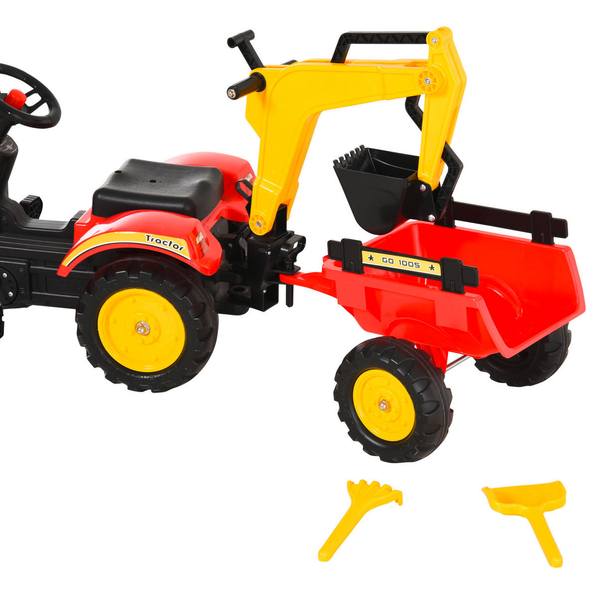 HOMCOM Kinder-Tretbagger B/H/L: ca. 42x59x179 cm Kinder-Tretbagger - rot (179,00/42,00/59,00cm) - HOMCOM