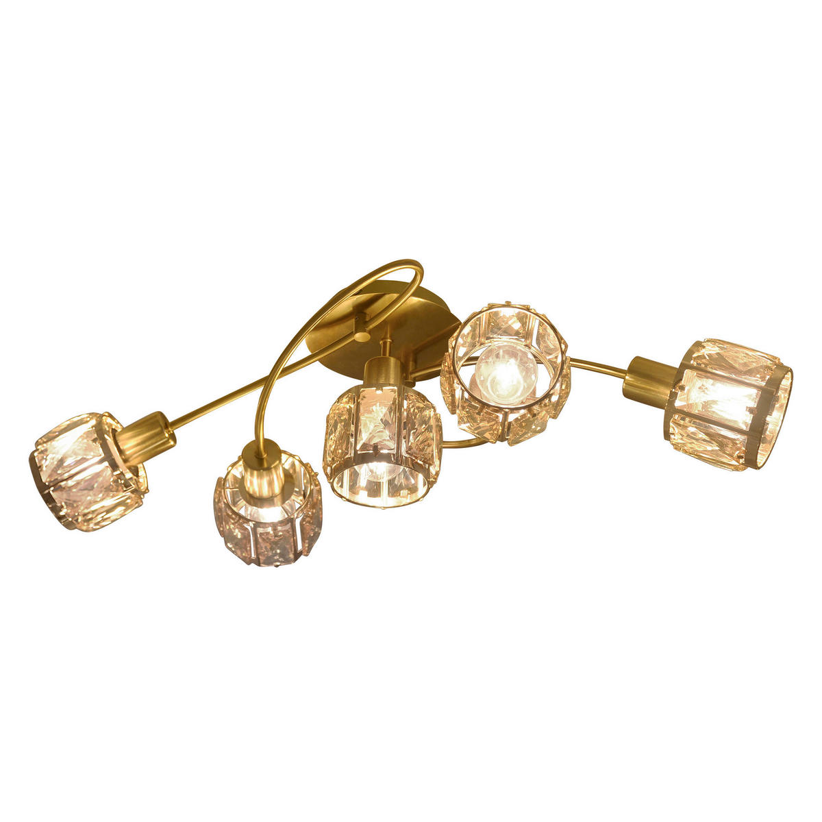 Näve Leuchten Deckenleuchte 1281058 gold Metall Glas B/H/T: ca. 36x21x61 cm E14 5 Brennstellen Josefa - gold (36,00/21,00/61,00cm) - Näve Leuchten