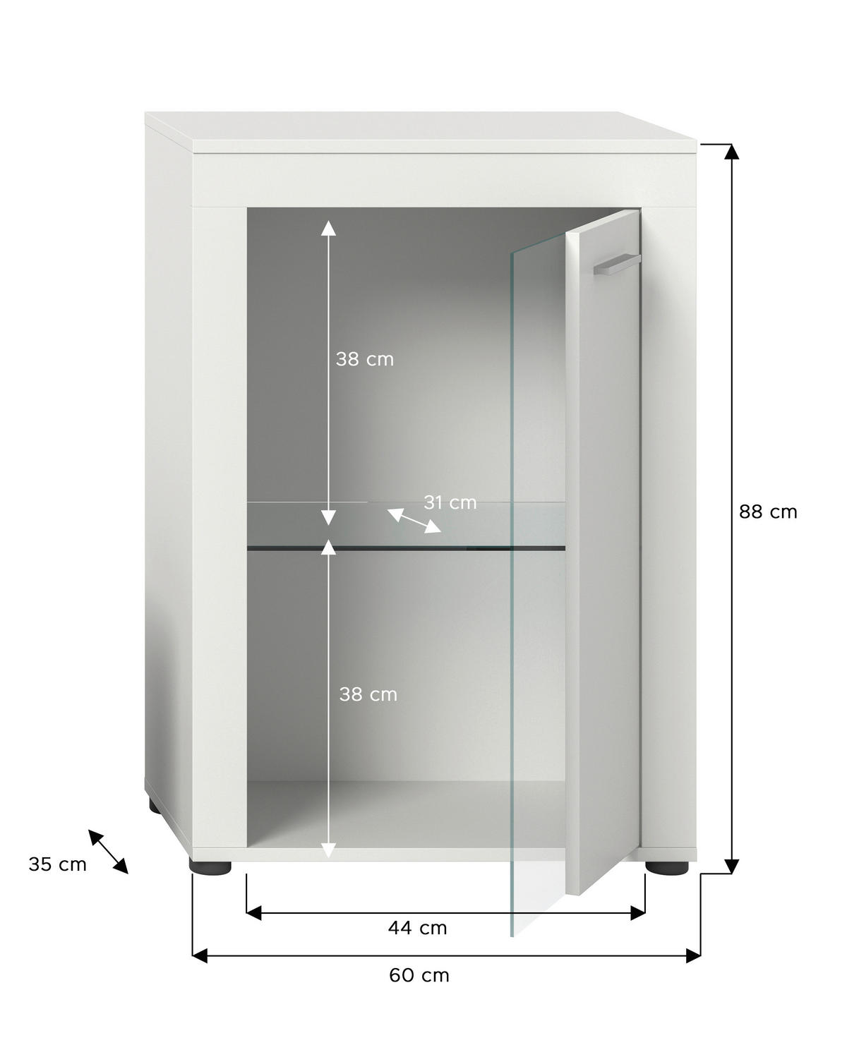 Vitrine Jam weiß B/H/T: ca. 86x60x35 cm Jam - weiß (86,00/60,00/35,00cm) - xonox.home
