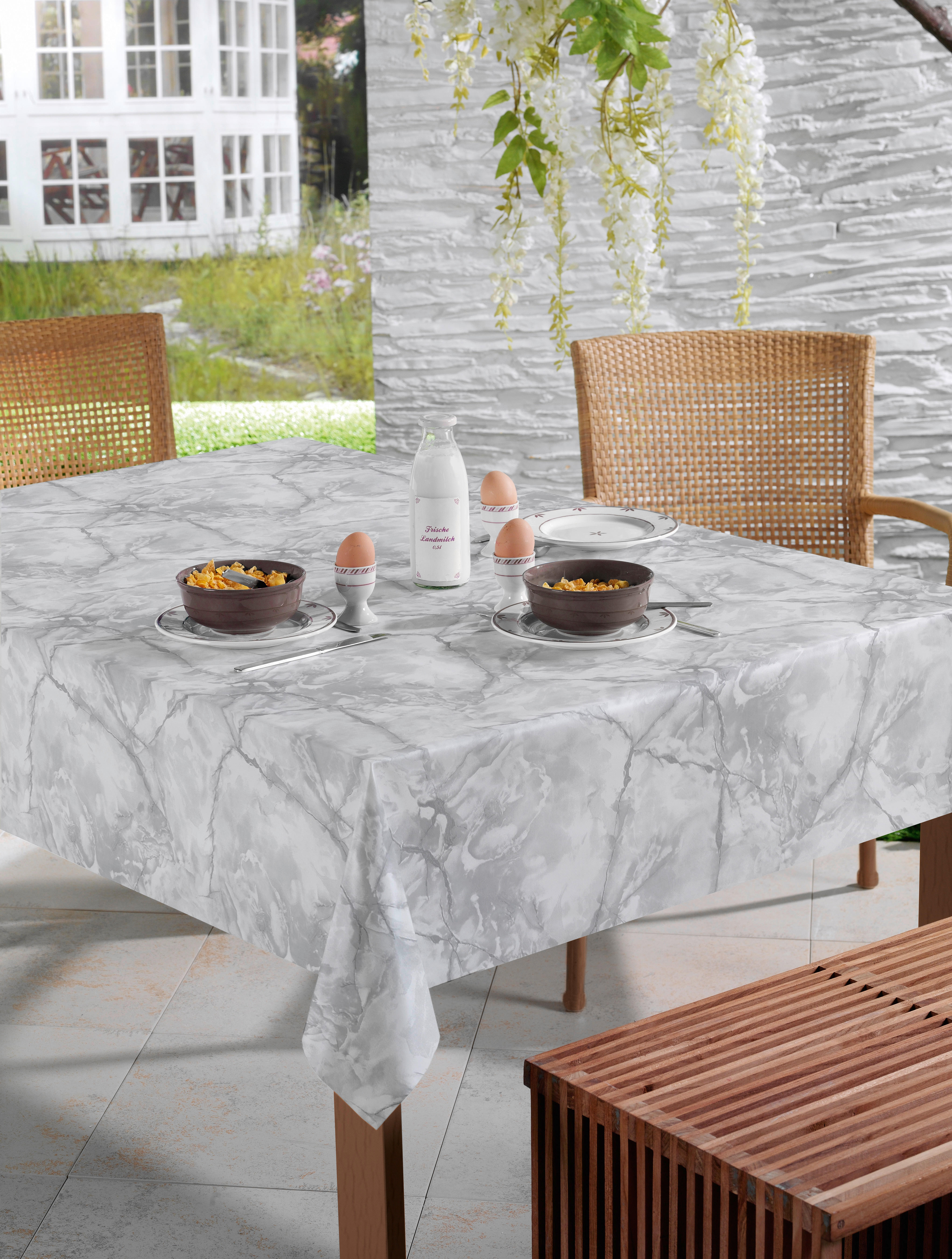 Milano Abwaschbarer Tischbelag Marmor hellgrau B: ca. 140 cm Marmor - hellgrau (140,00cm) - Milano