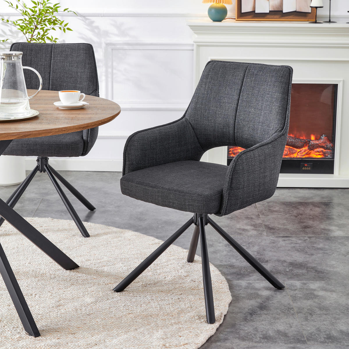 Drehstuhl JANA, 2er Set anthrazit schwarz B/H/T: ca. 57x91x64 cm JANA, 2er Set - schwarz/anthrazit (57,00/91,00/64,00cm) - xonox.home