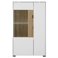 Vitrine Hudson weiß matt Eiche Evoke Coast Nachbildung B/H/T: ca. 75x125x38 cm Hudson - Eiche/weiß (75,00/125,00/38,00cm)