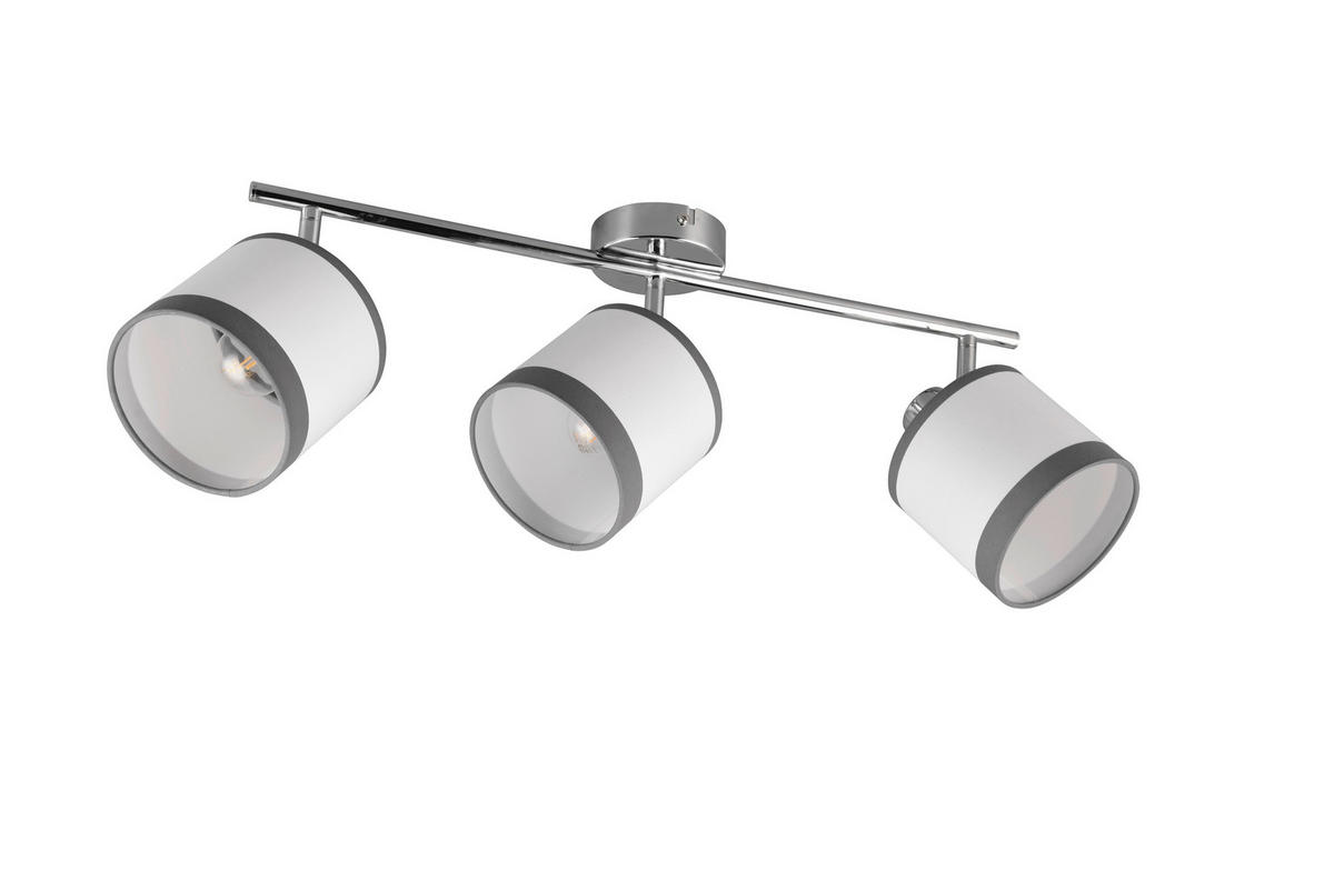 Reality Spotbalken R81553006 Davos weiß Chrom Stoff Metall B/H/T/D: ca. 58x23x16x12 cm E14 3 Brennstellen Davos - weiß/Chrom (58,00/23,00/16,00cm) - Reality