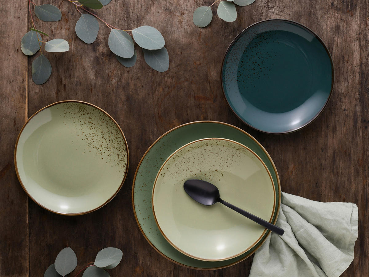 CreaTable Tafelservice Nature Collection Green Life grün Keramik Nature Collection Green Life - grün - CreaTable
