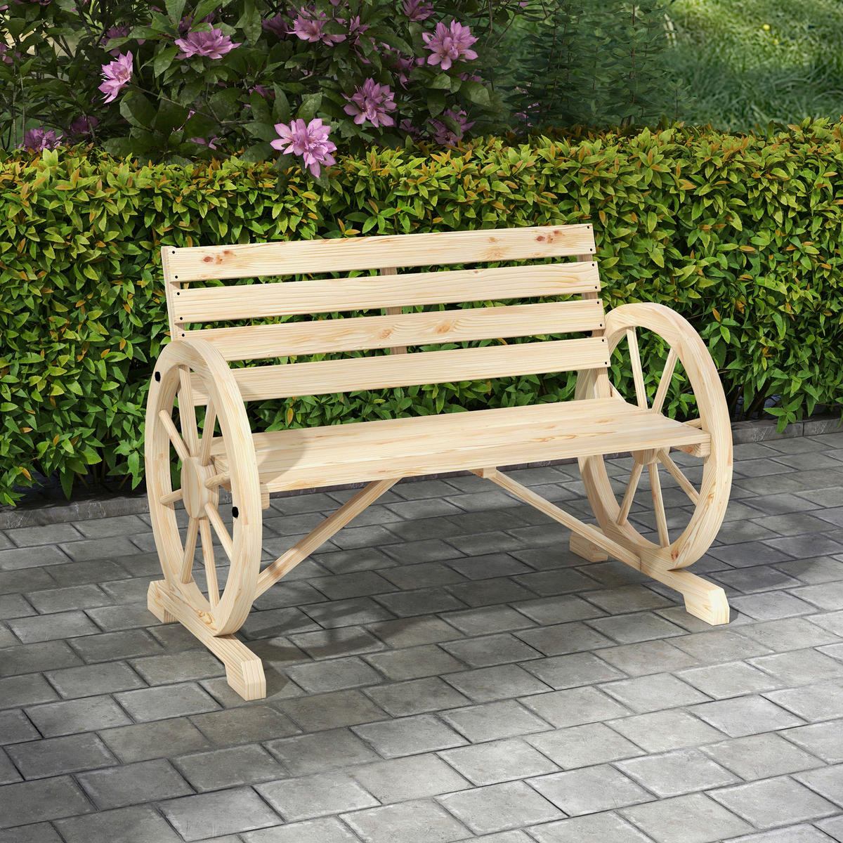 Outsunny Gartenbank natur Holz B/H/L: ca. 56x105,5x79 cm Gartenbank - natur (79,00/56,00/105,50cm) - Outsunny