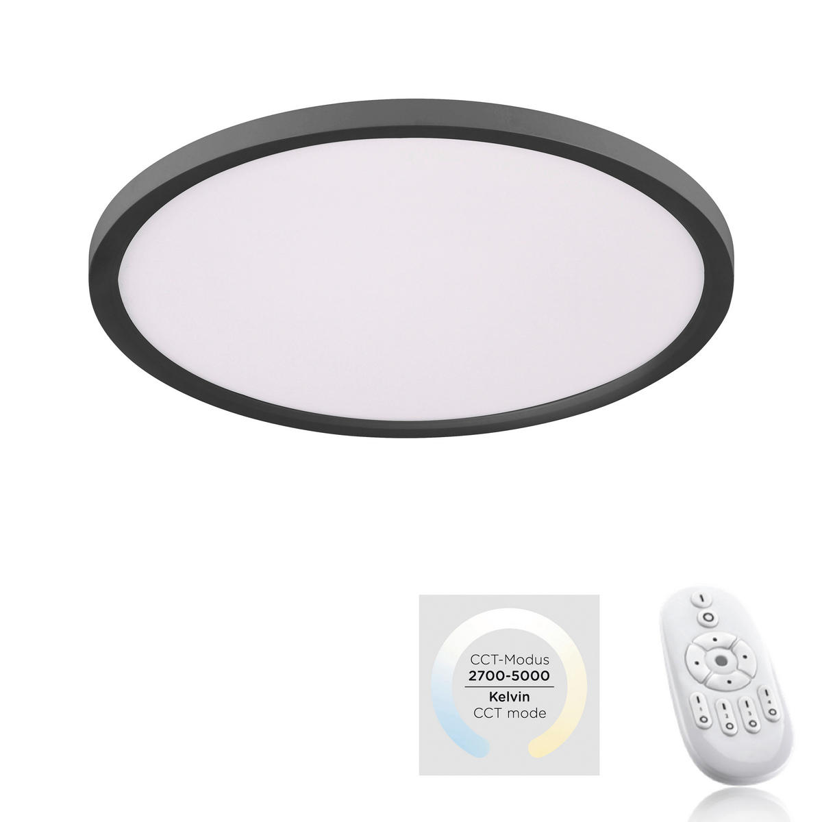 Just Light LED-Deckenpanel FLAT 15571-18 weiß schwarz Kunststoff Metall H/D: ca. 4,5x40 cm 1 Brennstellen FLAT - weiß/schwarz (40,00/4,50cm) - Just Light