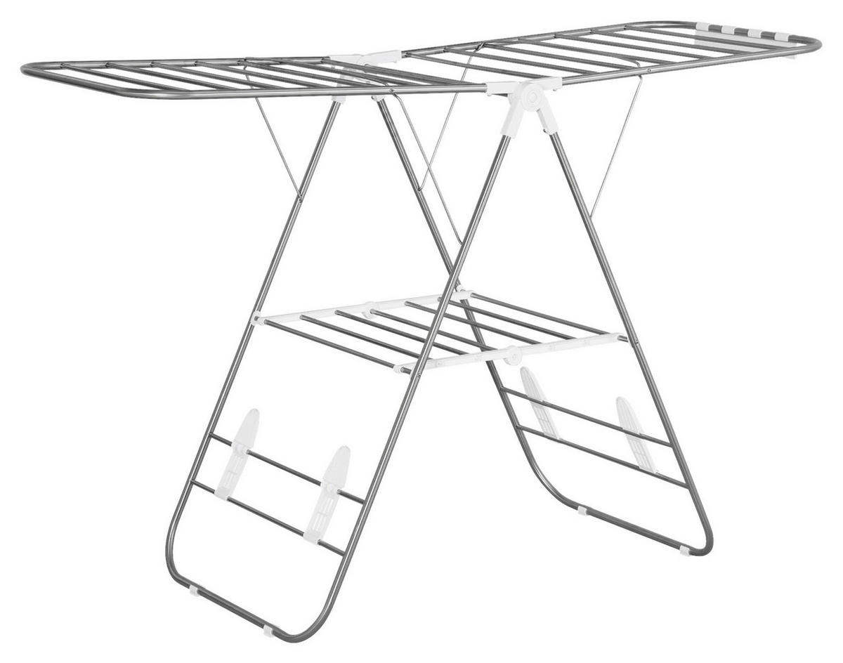 HOMCOM Wäscheständer silber Edelstahl Wäscheständer klappbar - weiß/silber - HOMCOM