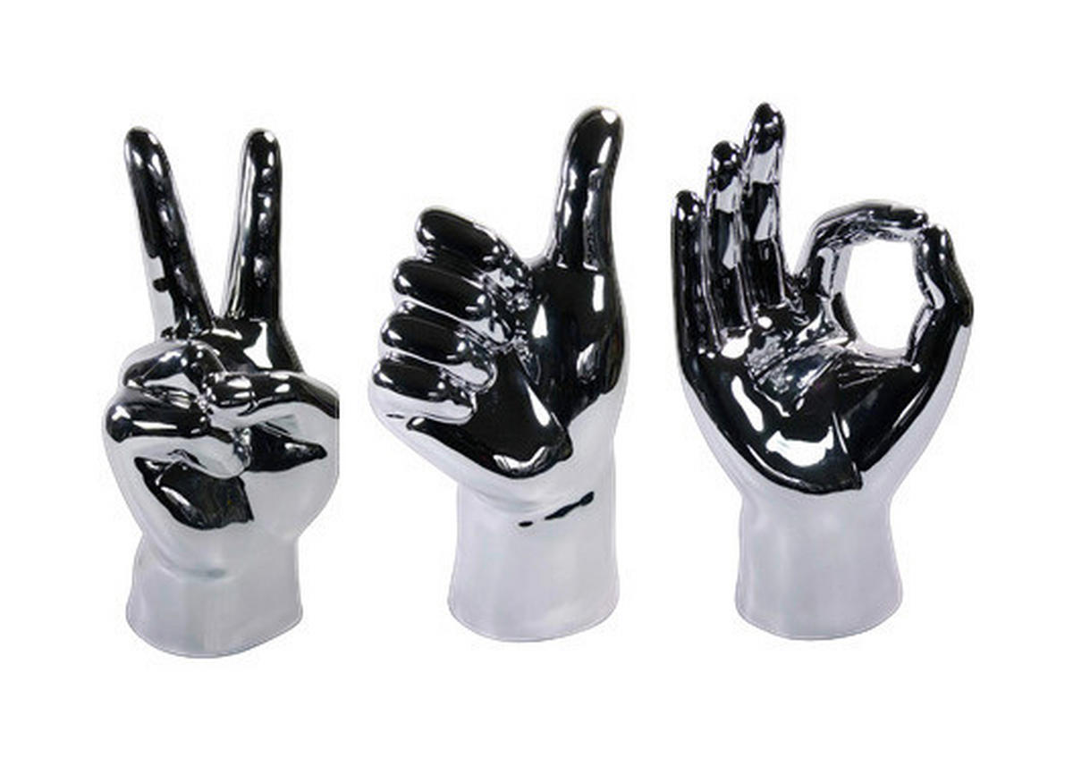 Glas-Art Deko-Figur silber Keramik B/H: ca. 10x20 cm Deko-Figur_Hand - silber (10,00/20,00cm) - Glas-Art