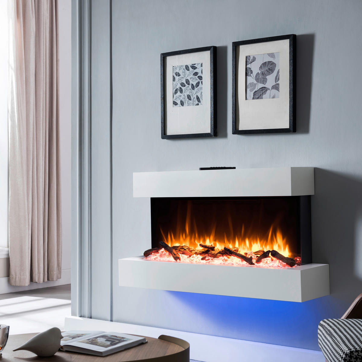 Balderia Wandkamin Ignis grau MDF B/H/T: ca. 110x57,3x25 cm ca. 2000 W Elekt.-Kamin Ignis EF197A-MT197C-CG - grau (110,00/57,30/25,00cm) - Balderia