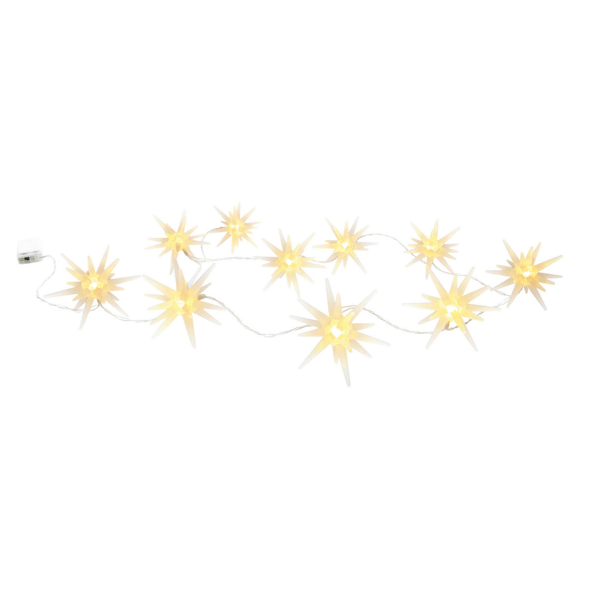 Näve Leuchten LED-Lichterkette weiß Kunststoff B/H/T: ca. 10x10x165 cm 10er-LED-Lichterkette 3D-STERNE - weiß (10,00/10,00/165,00cm) - Näve Leuchten