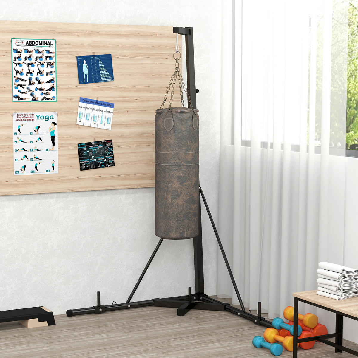 SPORTNOW Boxsackständer schwarz Stahl B/H/L: ca. 90x225x170 cm Boxsackständer - schwarz (170,00/90,00/225,00cm) - SPORTNOW