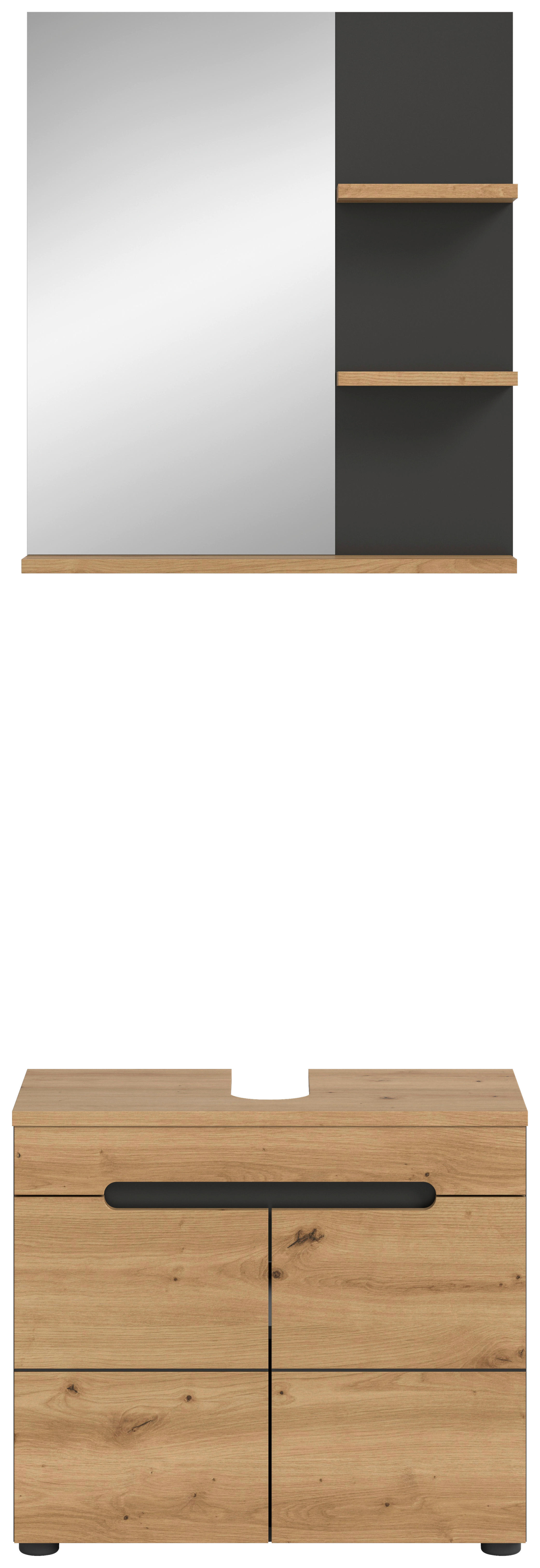 Badezimmer-Set Canu Basalt Eiche Artisan Nachbildung B/H/T: ca. 63x193x34 cm Canu - Eiche/Basalt (63,00/193,00/34,00cm) - xonox.home