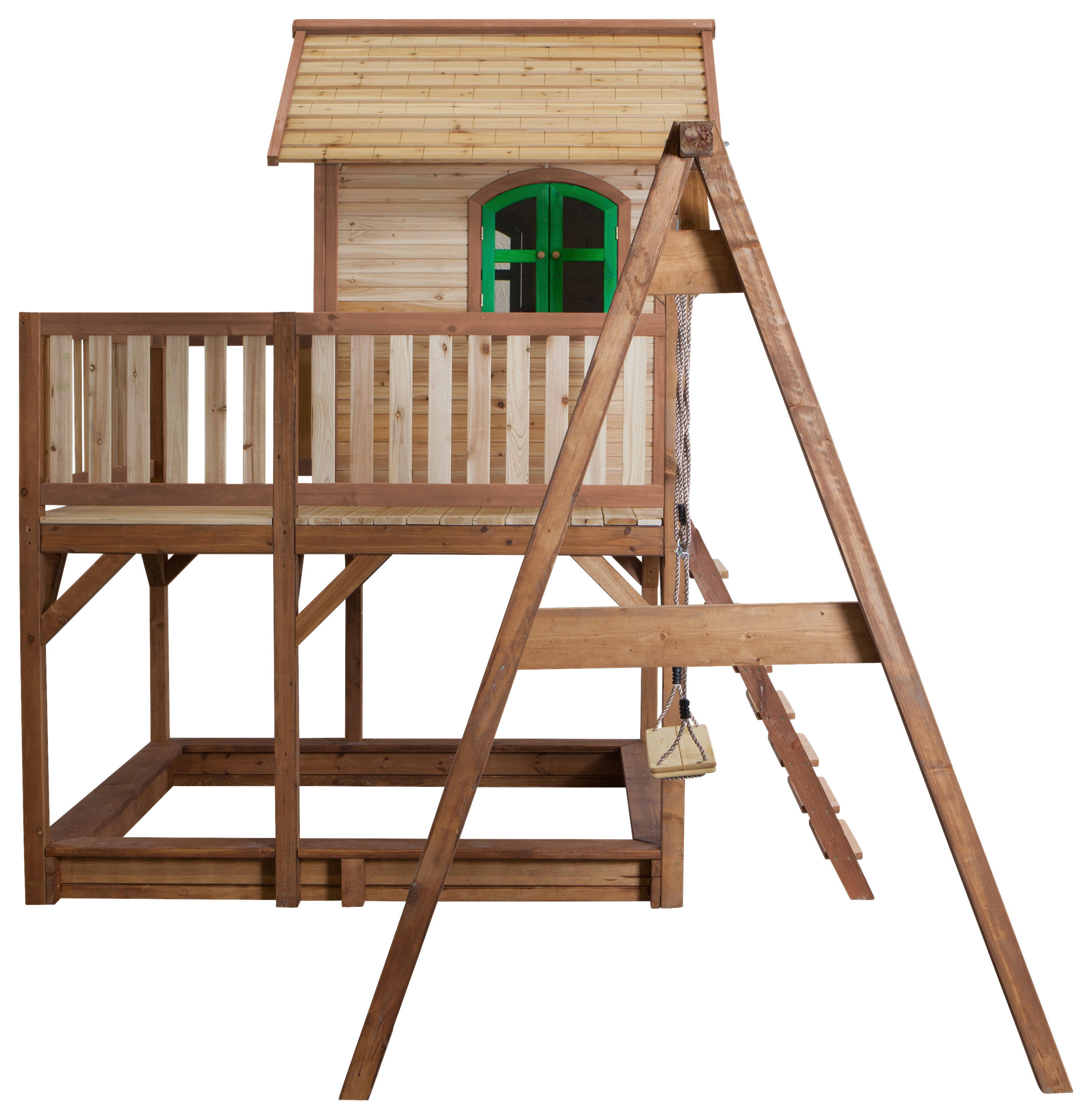 AXI Spielhaus Liam braun B/H/L: ca. 541x291x277 cm Liam - braun/grün (277,00/541,00/291,00cm) - AXI