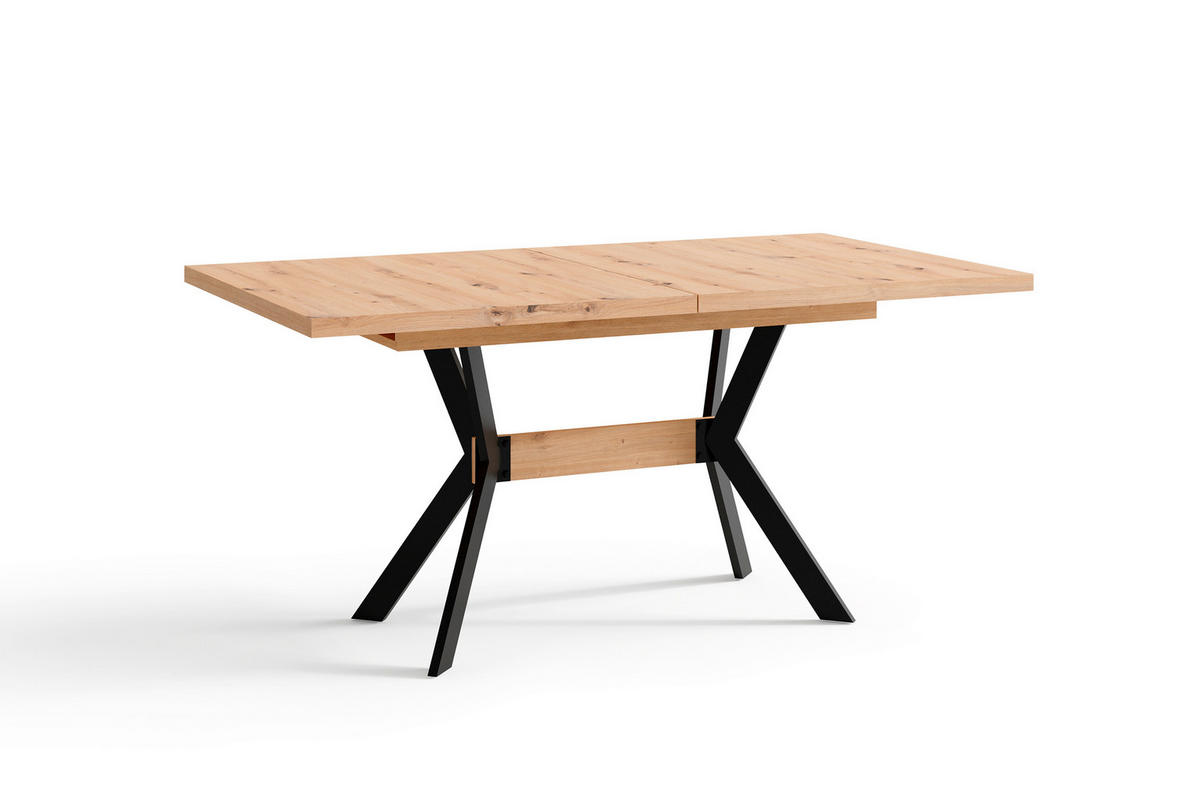 Tisch BREMEN Eiche Artisan Nachbildung B/H/T: ca. 160x75x90 cm BREMEN - Eiche/schwarz (160,00/75,00/90,00cm) - byLIVING