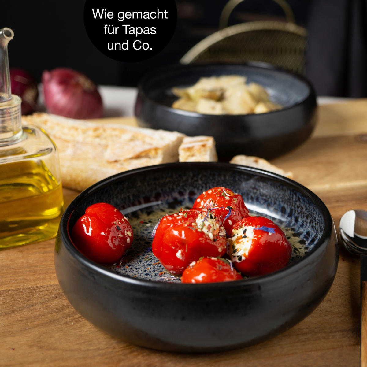 Moritz & Moritz Dessertschalen-Set grauschwarz Steinzeug H/D: ca. 5x19 cm Dessertschalen_4erSet - grauschwarz (19,00/5,00cm) - Moritz & Moritz