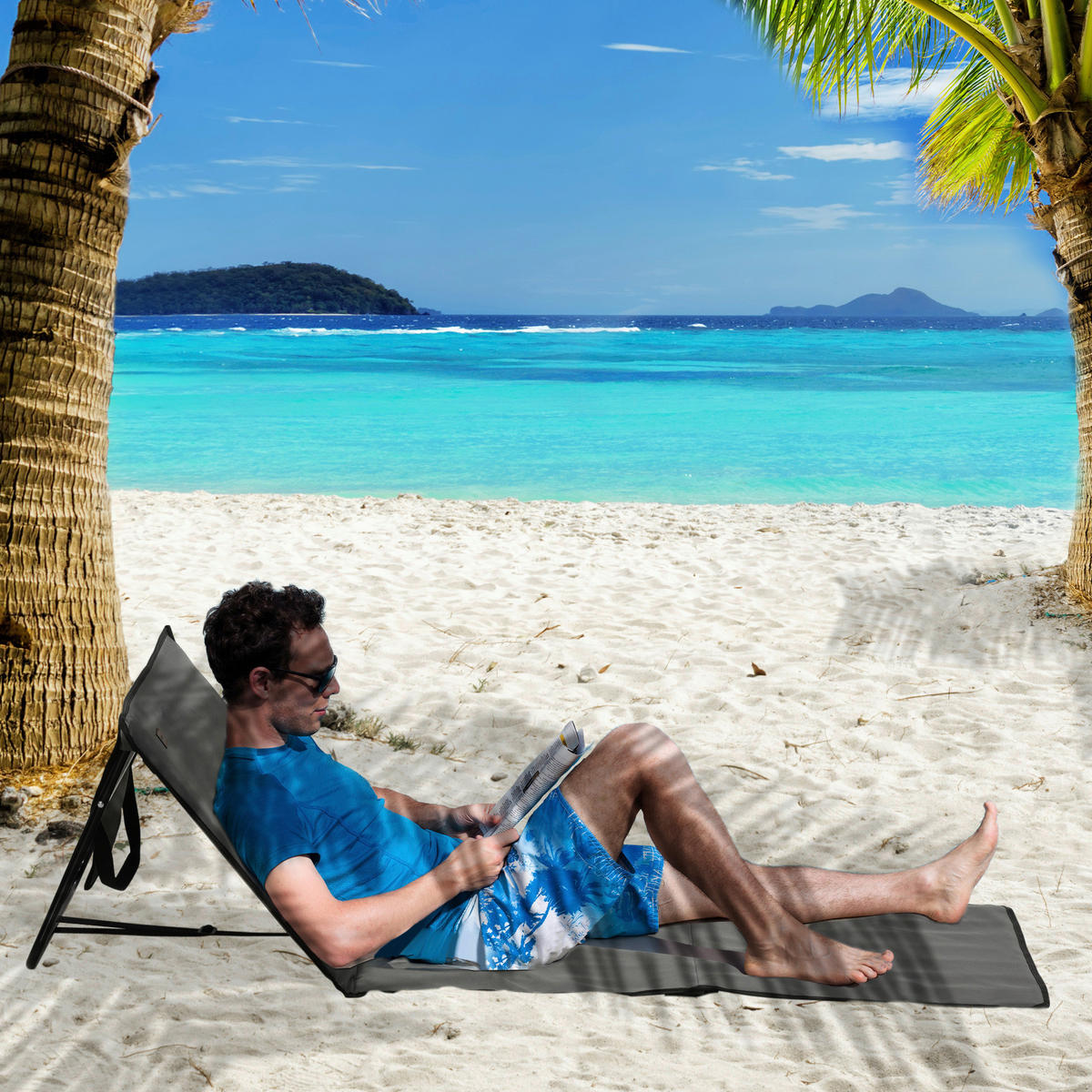 Outsunny Sonnenliege grau Polypropylen B/H/L: ca. 51x142x40 cm Sonnenliege - grau (40,00/51,00/142,00cm) - Outsunny