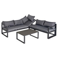 Outsunny Gartensitzgruppe schwarz Glas B/H/L: ca. 70x65x212 cm Gartensitzgruppe - schwarz/grau (212,00/70,00/65,00cm) - Outsunny