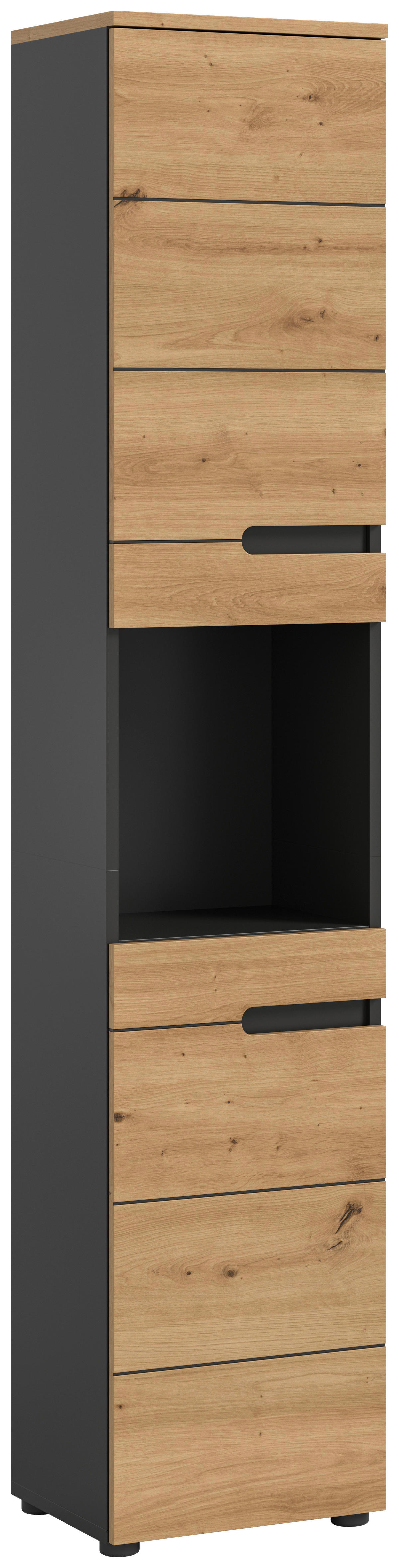 Hochschrank Canu Basalt Eiche Artisan Nachbildung B/H/T: ca. 38x193x34 cm Canu - Eiche/Basalt (38,00/193,00/34,00cm) - xonox.home