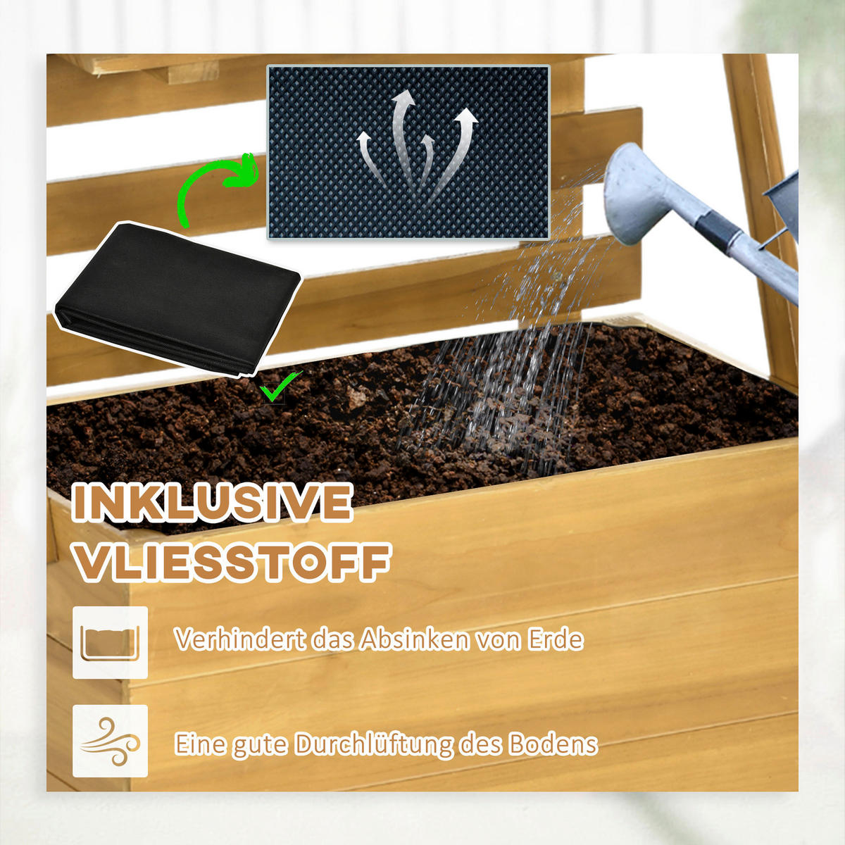 Outsunny Gartenbeet mit Rankgitter B/H/L: ca. 39x160x63 cm Gartenbeet_mit_Rankgitter - braun (63,00/39,00/160,00cm) - Outsunny