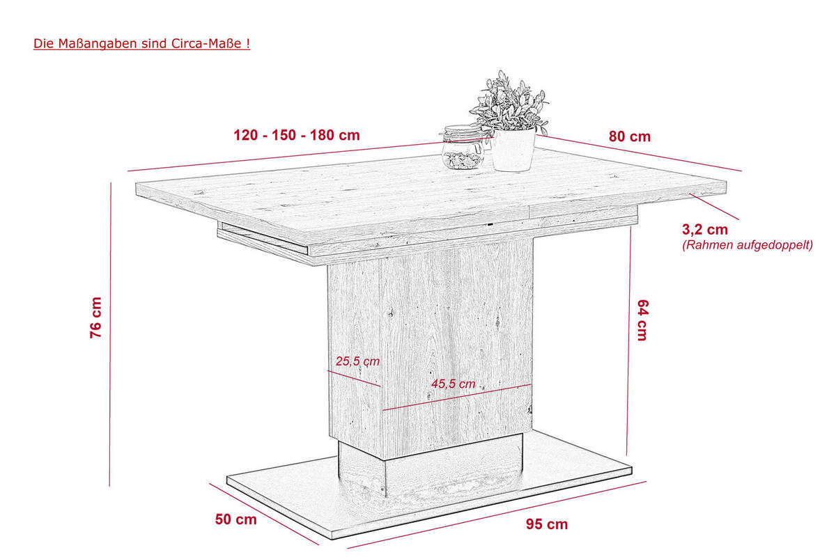Esstisch LORENA Eiche Artisan Nachbildung braun B/H/T: ca. 120x76x80 cm LORENA - braun/Eiche (120,00/76,00/80,00cm) - Hela