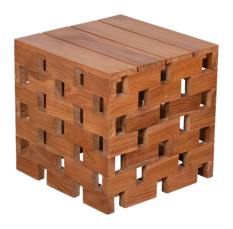 deVries Sitzgruppe teak Teakholz B/H/L: ca. 50x50x50 cm Beistelltisch/Hocker - teak (50,00/50,00/50,00cm) - deVries