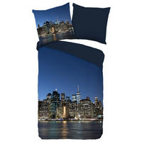 Microfaser Bettwäsche NY City NY City - blau (135,00/200,00cm) - Pure