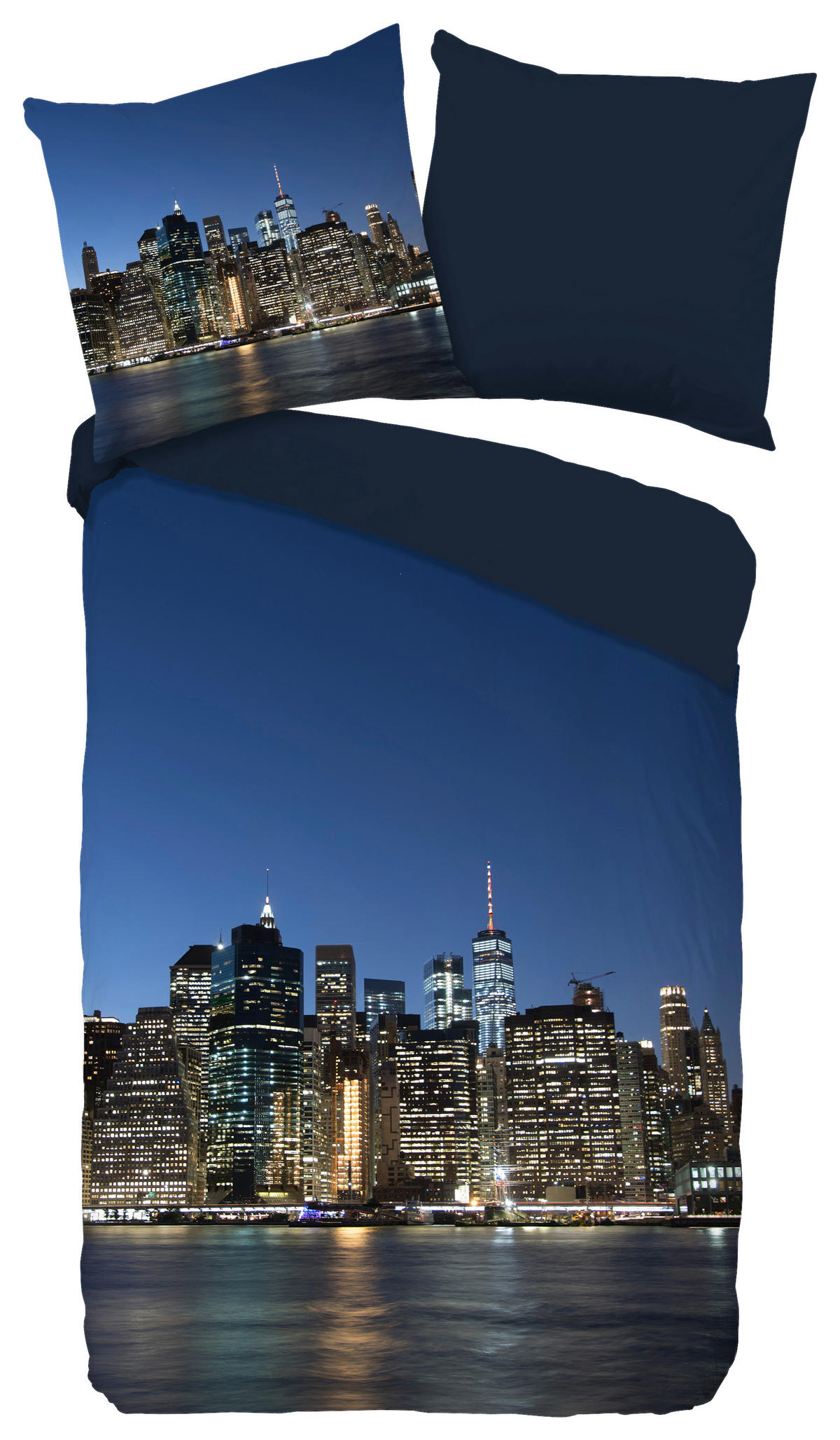Microfaser Bettwäsche NY City NY City - blau (135,00/200,00cm) - Pure