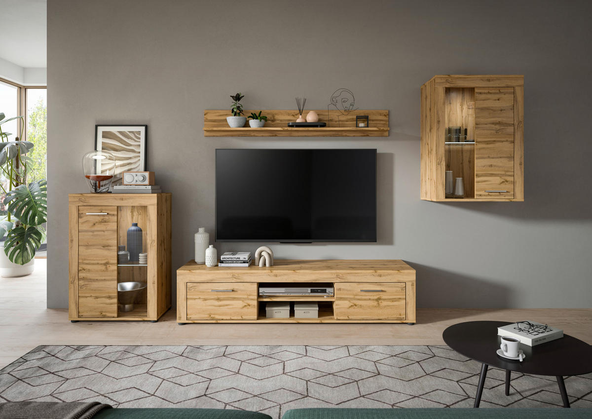 Wohnwand Jam Eiche Wotan Nachbildung B/H/T: ca. 310x169x35 cm Jam - Eiche (310,00/169,00/35,00cm) - xonox.home