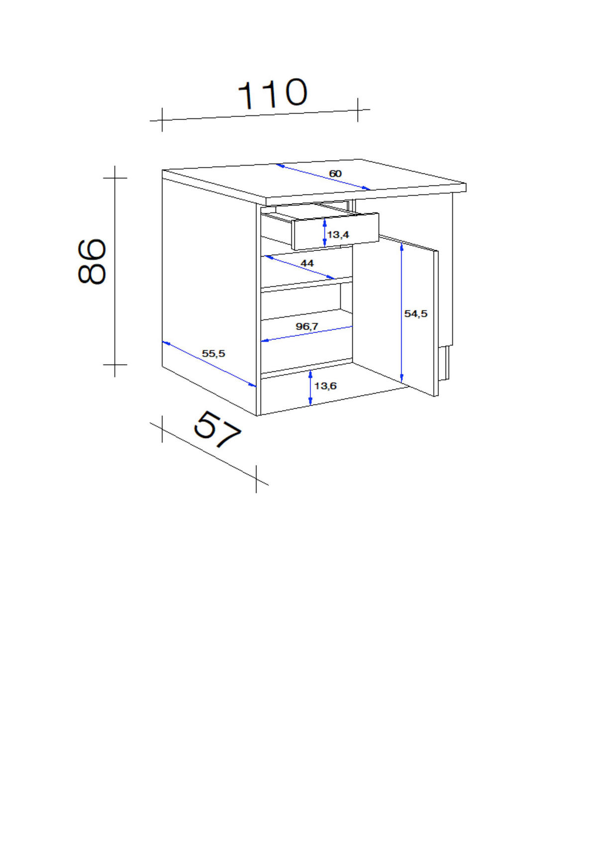 Eckunterschrank Vita weiß matt B/H/T: ca. 110x86x60 cm Vita - Beton/weiß (110,00/86,00/60,00cm) - Flex-Well