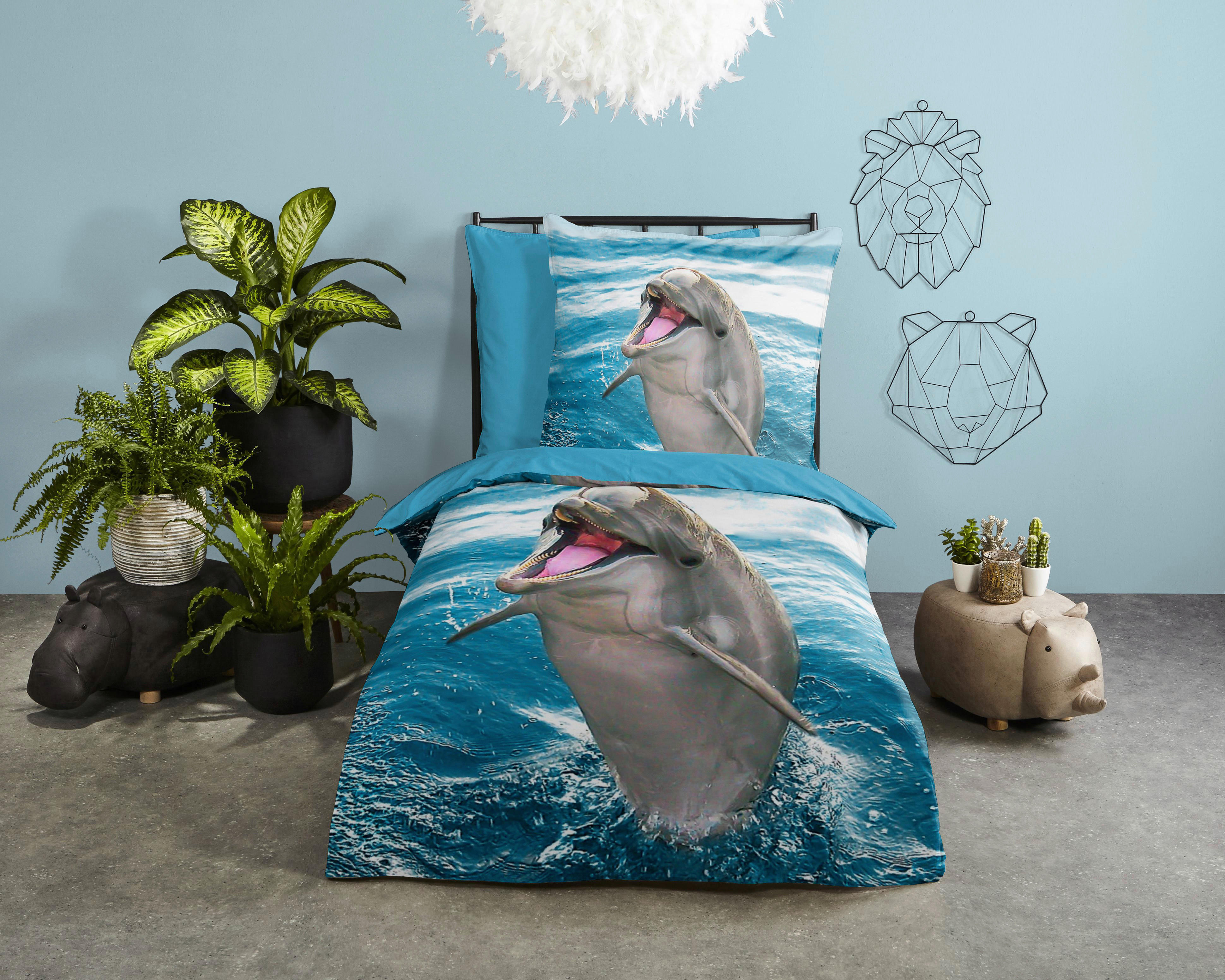 Thumbnail - Baumwoll Bettwäsche Jump blau Baumwolle B/L: ca. 135x200 cm