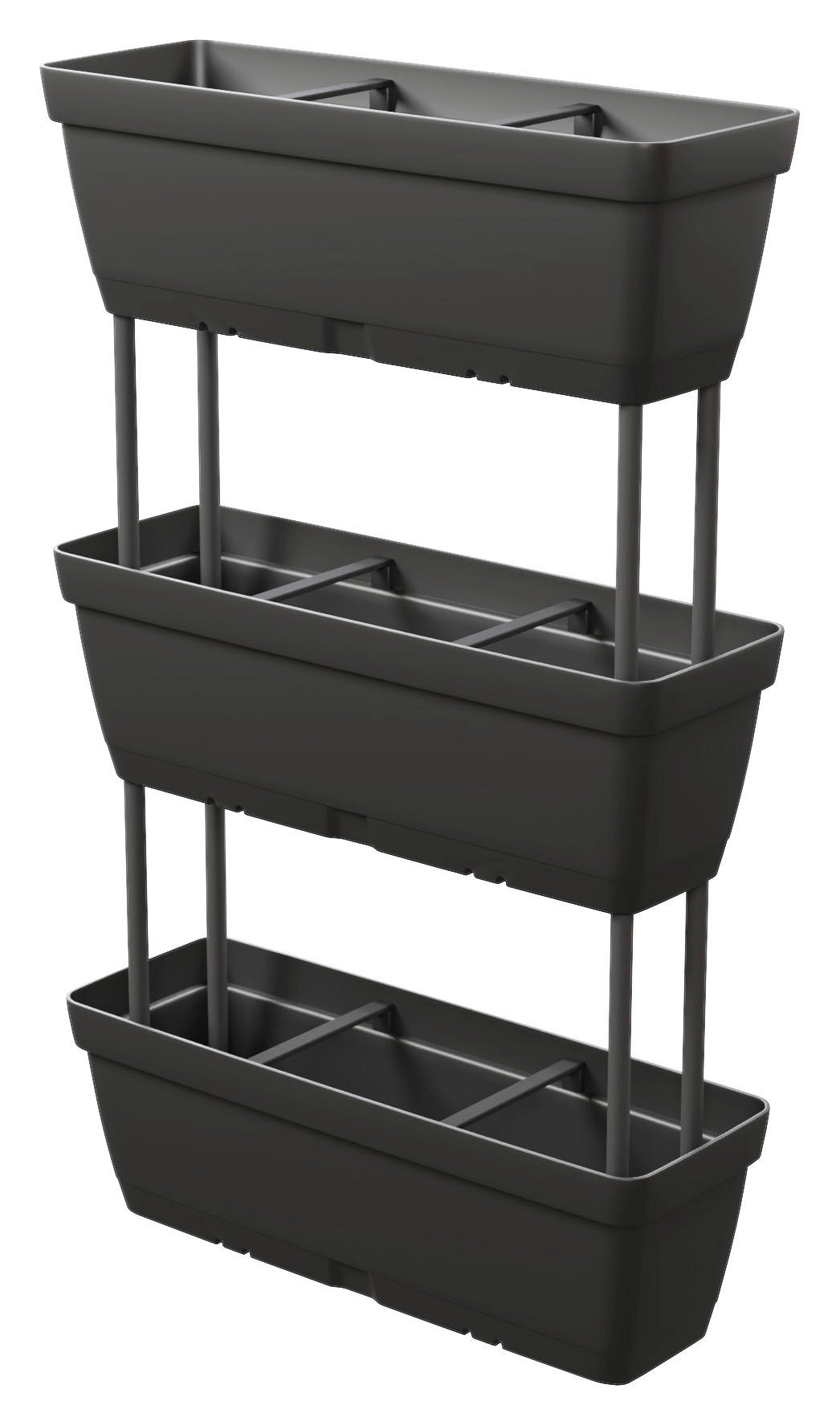 Lolego Veg Pflanzständer dunkelgrau Polypropylen B/H/L: ca. 17x32x50 cm Pflanzständer_3-stufig vertikal - dunkelgrau (50,00/17,00/32,00cm) - Lolego Veg
