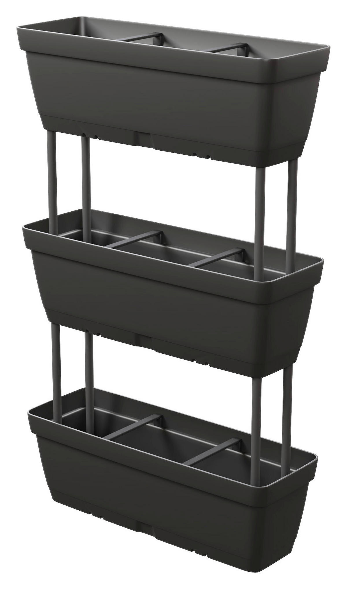 Lolego Veg Pflanzständer dunkelgrau Polypropylen B/H/L: ca. 17x32x50 cm Pflanzständer_3-stufig vertikal - dunkelgrau (50,00/17,00/32,00cm) - Lolego Veg