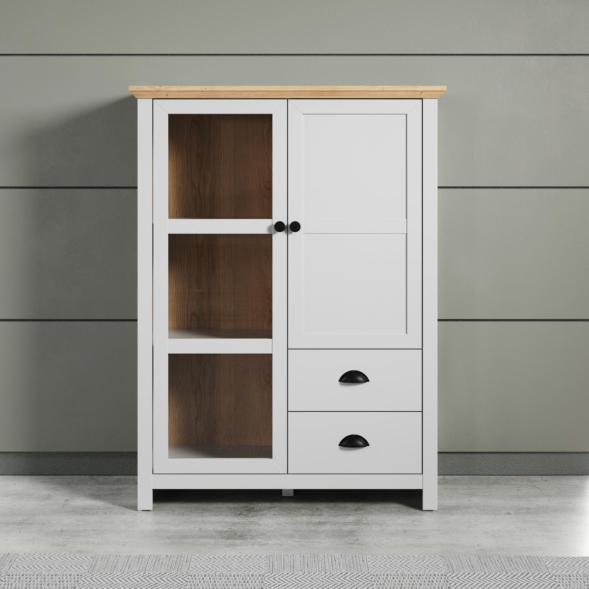 Highboard Landside Lichtgrau Eiche Artisan Nachbildung B/H/T: ca. 97x130x41 cm Landside - Lichtgrau/Eiche (97,00/130,00/41,00cm) - Trendteam